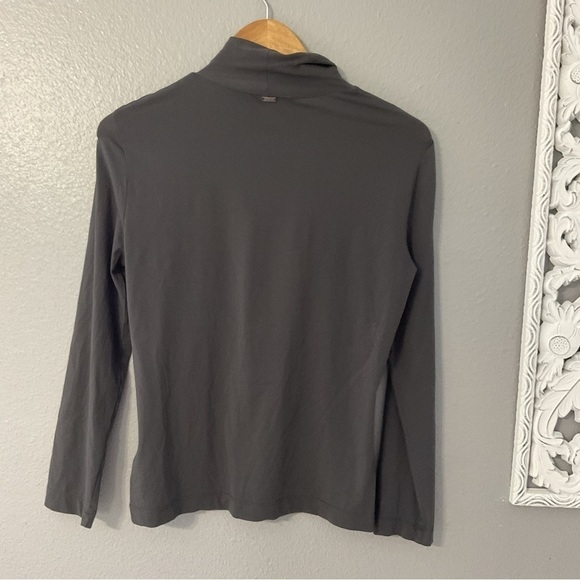 St. John Womens Long Sleeve Lightweight Mock Neck Shirt Medium Gray - Picture 6 of 6